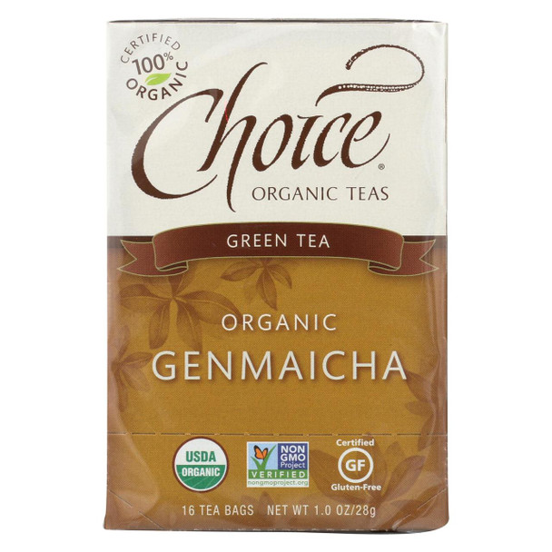 Choice Organic Teas Green Tea With Toasted Brown Rice - 16 Tea Bags - Case of 6