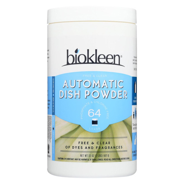 Biokleen Auto Dish Powder - Free and Clear - Case of 12 - 32 oz