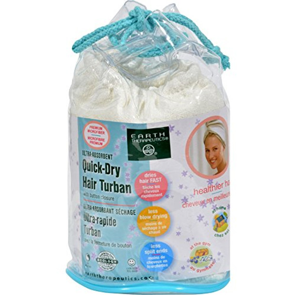 Earth Therapeutics Quick Dry Hair Turban Ultra-Absorbent - 1 Cloth