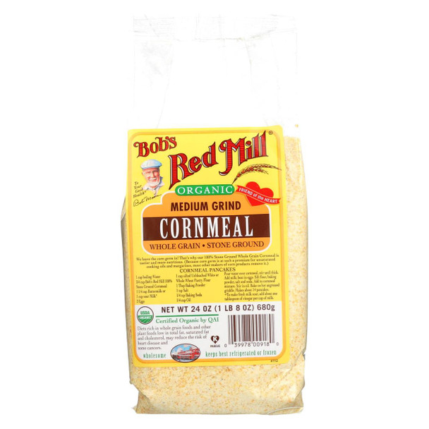 Bob's Red Mill - Organic Medium Grind Cornmeal - 24 oz - Case of 4