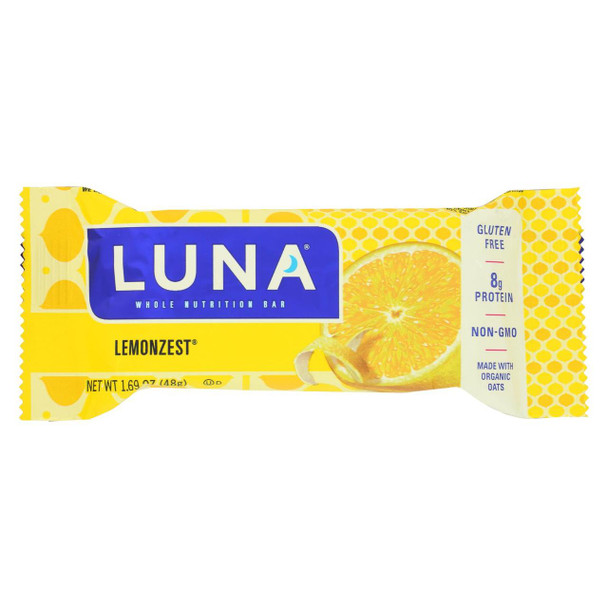 Clif Bar Luna Bar - Organic Lemon Zest - Case of 15 - 1.69 oz