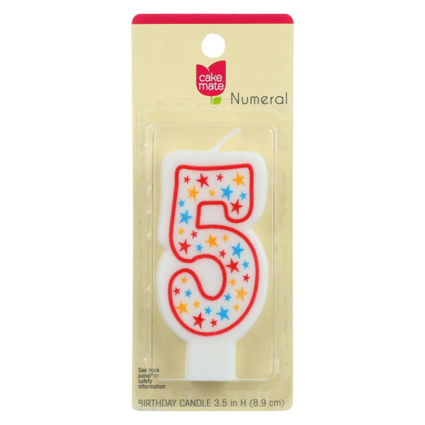 Cake Mate - Birthday Party Candle - Numeral - 5 - 3 in - 1 Count - Case of 6