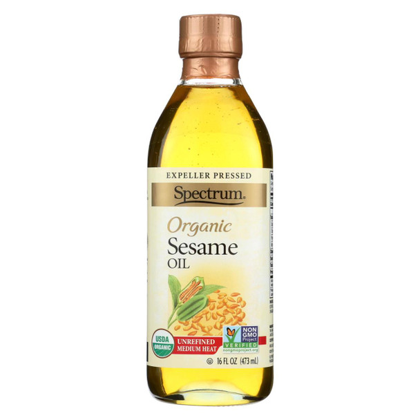 Spectrum Naturals Organic Unrefined Sesame Oil - Case of 12 - 16 Fl oz.