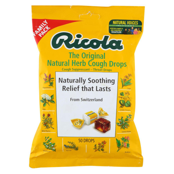 Ricola Cough Drops - Original Herb - Case of 12 - 50 Pack