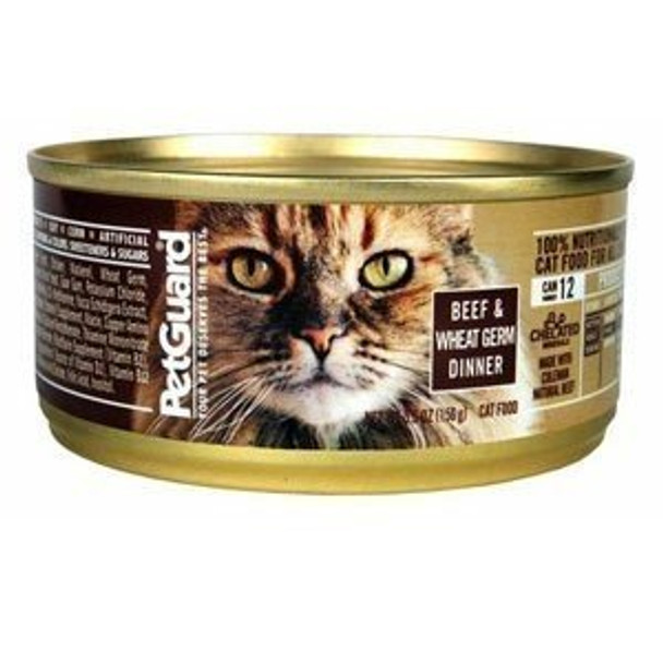 Petguard Cats Food - Beef and Wheat Germ Dinner - Case of 24 - 5.5 oz.