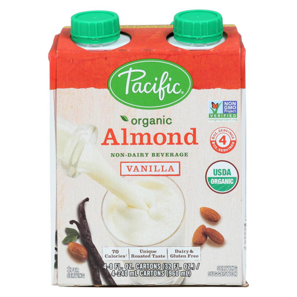 Pacific Natural Foods Almond Vanilla - Roasted - Case of 6 - 8 Fl oz.