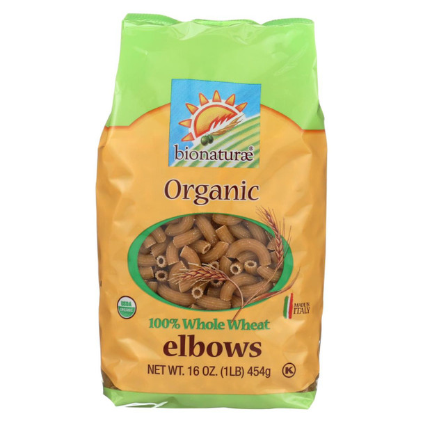 Bionaturae Elbows - Whole Wheat - Case of 12 - 16 oz.