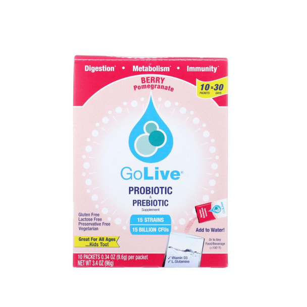 Golive Probiotic Products Probiotic and Prebiotic - Flavored Packets - Berry Pomegranate - 10/.47oz - 1 each