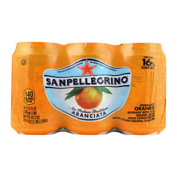 San Pellegrino Sparkling Water - Aranciata - Case of 4 - 11.1 Fl oz.