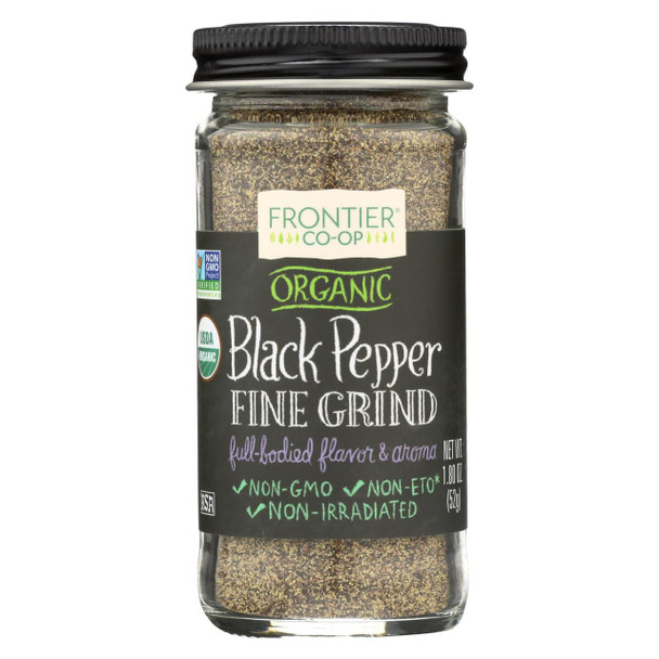 Frontier Herb Pepper - Organic - Black - Fine Grind - L M Grade - 1.8 oz