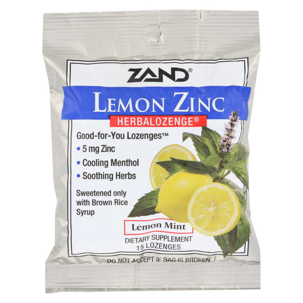 Zand HerbaLozenge Lemon Zinc Lemon - 15 Lozenges - Case of 12