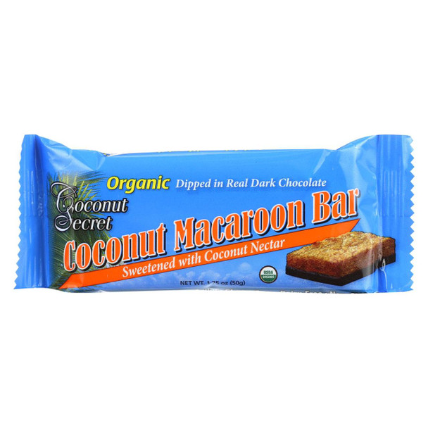 Coconut Secret Organic Chocolate Covered Coconut Bar - Coconut Macaroon - Case of 12 - 1.75 oz Bars