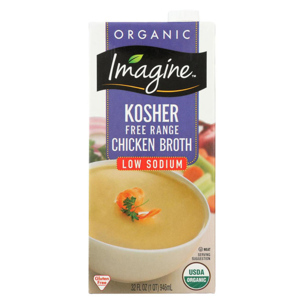 Imagine Foods Chicken Broth - Kosher Free - Case of 12 - 32 Fl oz.
