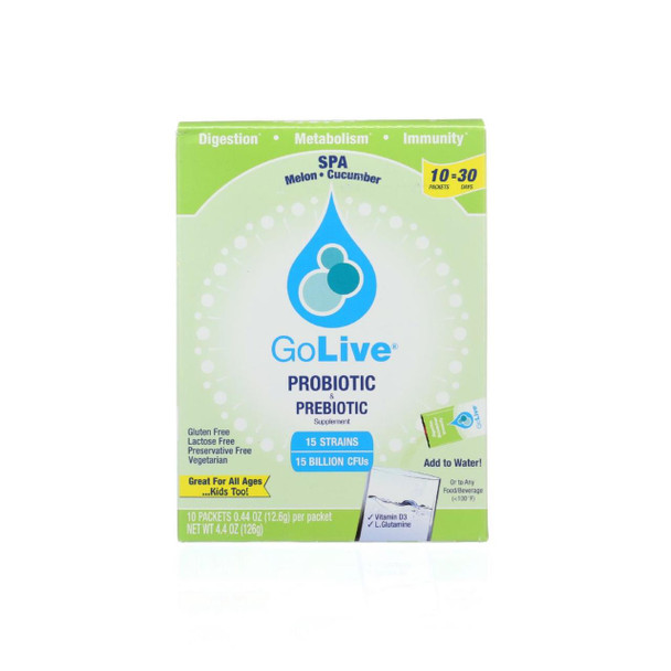 Golive Probiotic Products Probiotic and Prebiotic - Flavored Packets - Spa Melon Cucumber - 10/.47oz - 1 each