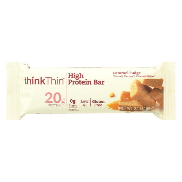 Think Products thinkThin High Protein Bar - Caramel Fudge - 2.1 oz - Case of 10