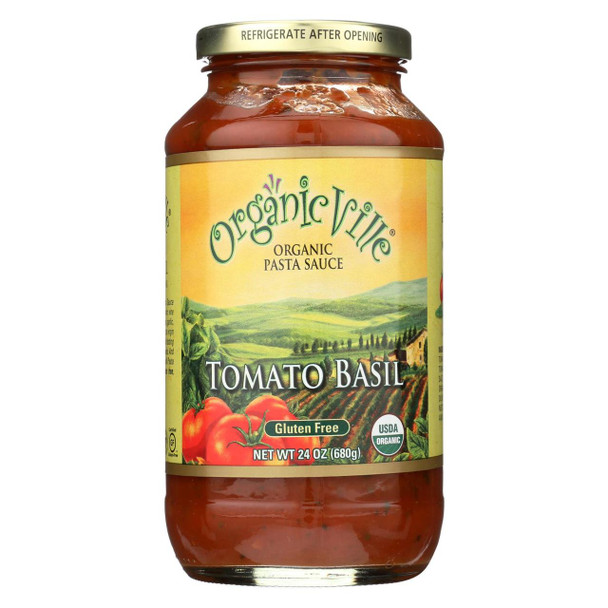 Organic Ville Basil Organic Pasta Sauce - Tomato - Case of 12 - 24 Fl oz.