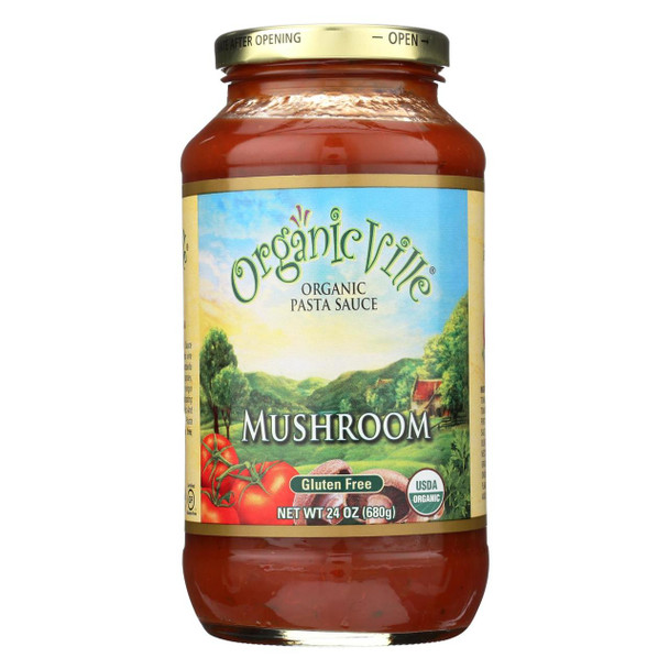 Organic Ville Organic Pasta Sauce - Mushroom - Case of 12 - 24 Fl oz.