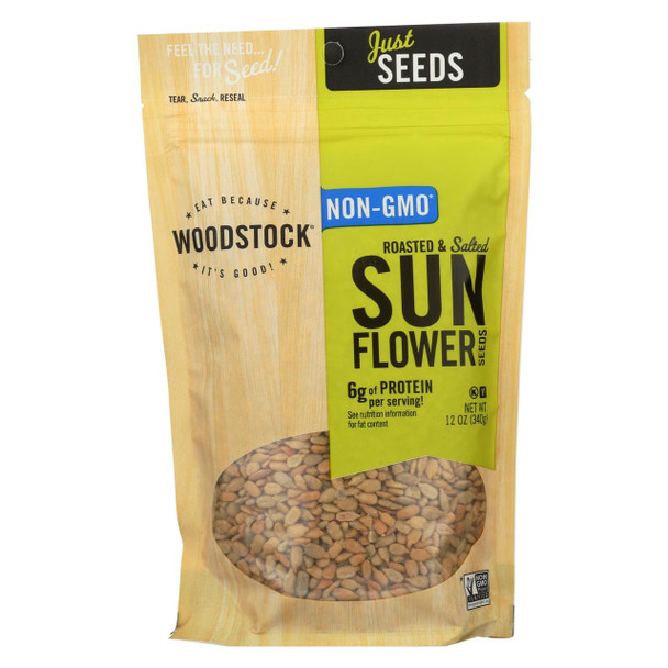 Woodstock Non-GMO Roasted and Salted Sunflower Seeds - Case of 8 - 12 OZ