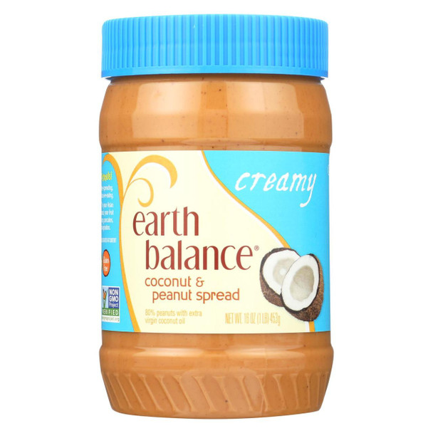 Earth Balance Creamy Coconut and Peanut Spread - Case of 12 - 16 oz.