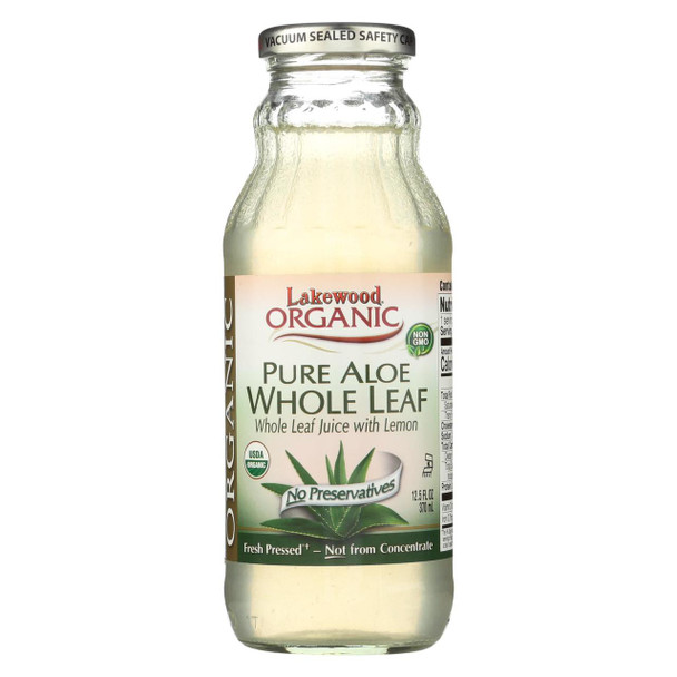 Lakewood Organic Aloe Juice - Whole Leaf - Fresh Pressed - with Lemon - 12.5 oz