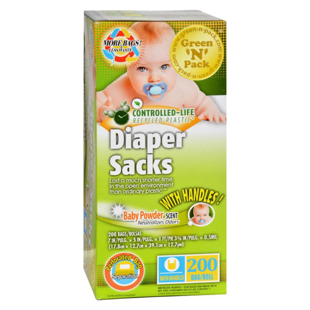 Green-n-Pack Disposable Diaper Bags - Scented - 200 Pack