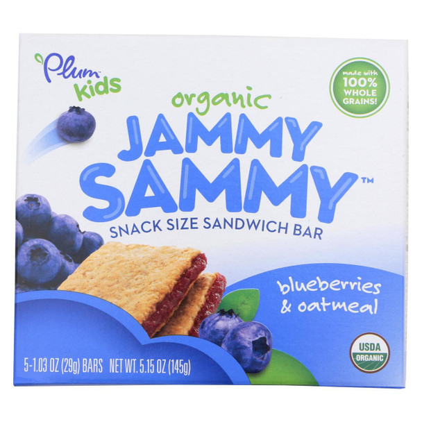 Plum Kids Jammy Sammy Snacks - Blueberry and Oatmeal - Case of 6 - 1.03 oz.