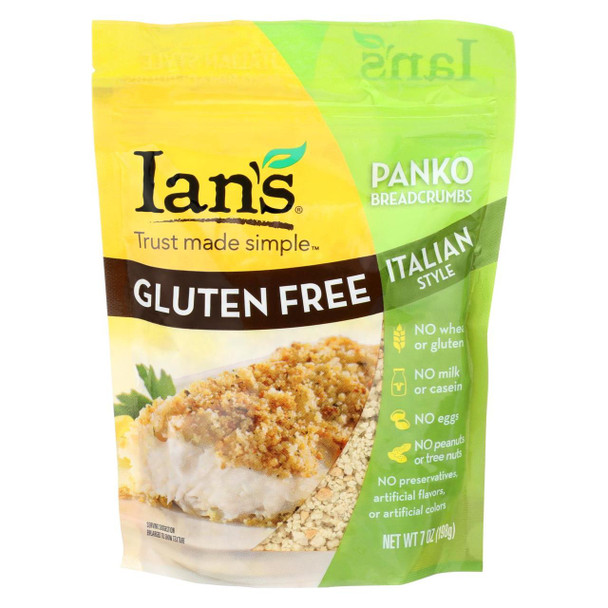 Ians Natural Foods Bread Crumbs - Panko - Italian Style - Gluten Free - 7 oz - case of 8