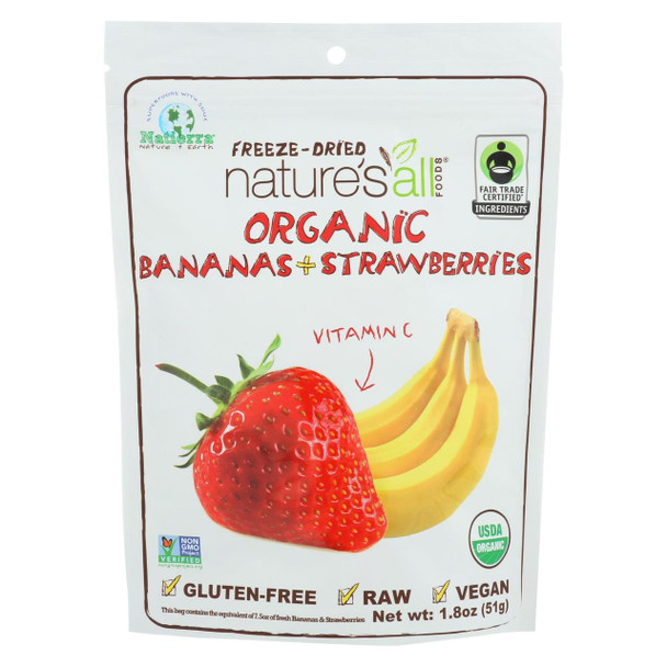 Natierra Freeze Dried - Bananas and Strawberries - Case of 12 - 1.8 oz.