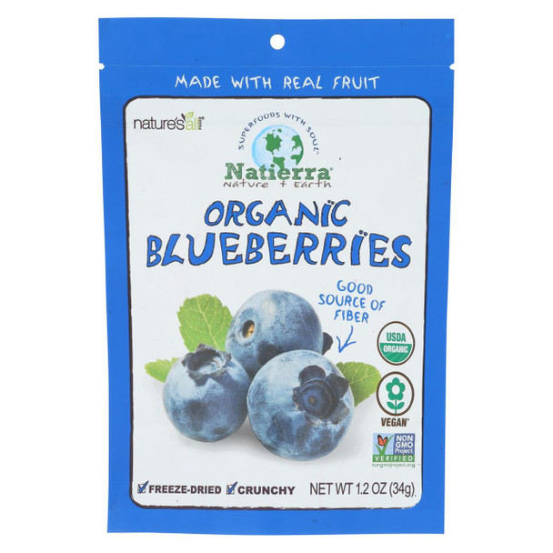 Natierra Fruit - Organic - Freeze Dried - Blueberries - 1.2 oz - case of 12