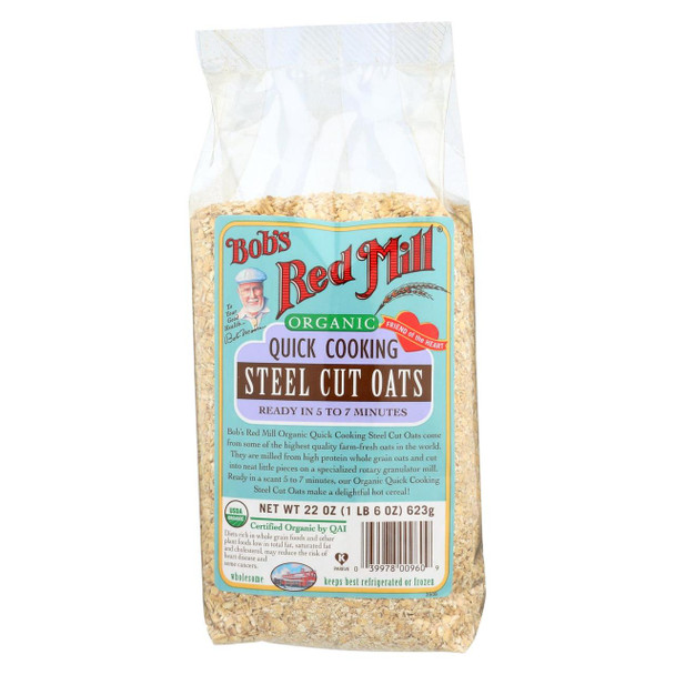 Bob's Red Mill Organic Quick Cooking Steel Cut Oats - 22 oz - Case of 4