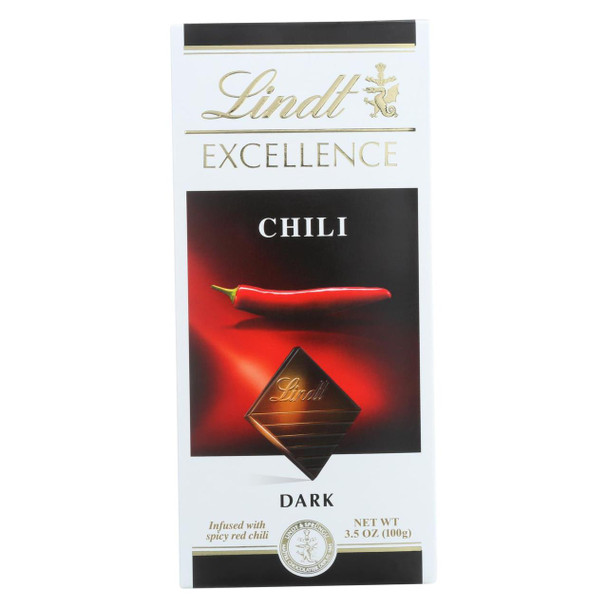 Lindt Chocolate Bar - Dark Chocolate - 47 Percent Cocoa - Excellence - Chili - 3.5 oz Bars - Case of 12