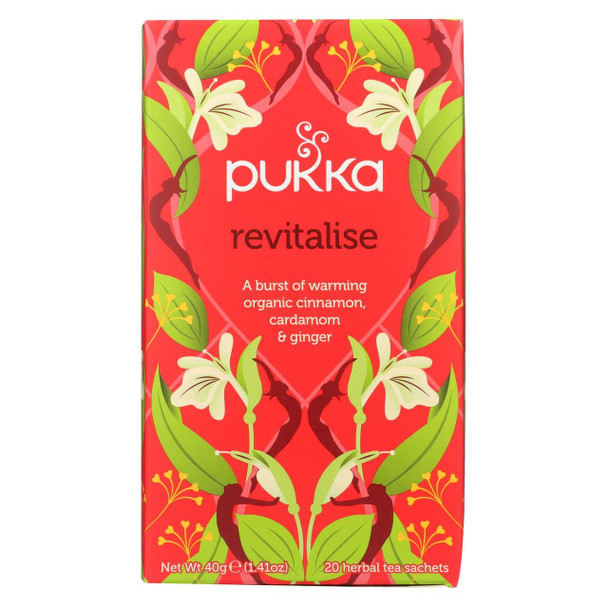 Pukka Herbal Teas Revitalize Organic Cinnamon Cardamom and Ginger Tea - Case of 6 - 20 Bags