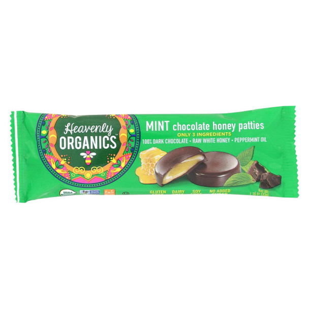 Heavenly Organics Honey Patties - Chocolate Mint - 1.2 oz - Case of 16