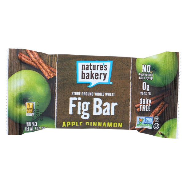 Nature's Bakery Stone Ground Whole Wheat Fig Bar - Apple Cinnamon - Case of 12 - 2 oz.