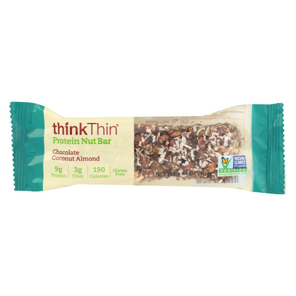 Think Products thinkThin Crunch Bar - Crunch Coconut Chocolate Mixed Nuts - 1.41 oz - Case of 10
