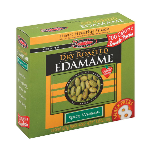 Seapoint Farms Dry Roasted Edamame - Spicy Wasabi - Case of 12 - 0.79 oz.