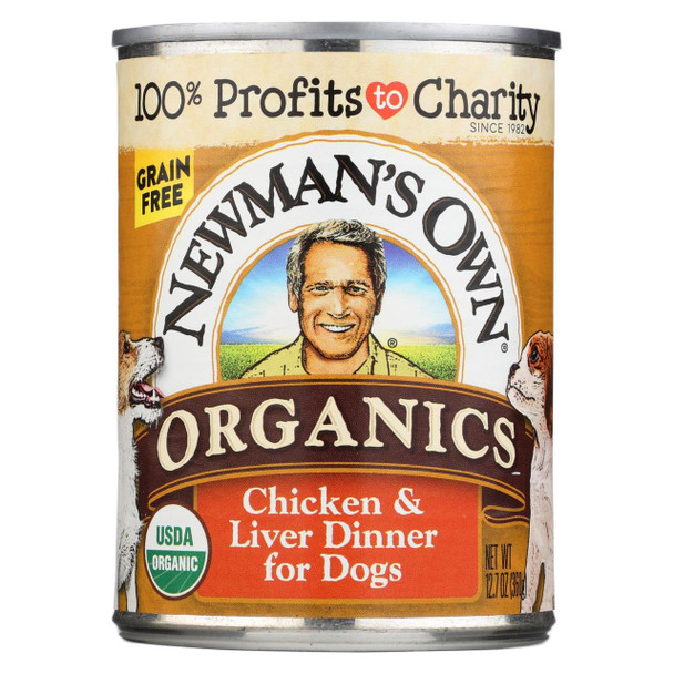 Newman's Own Organics Dog Food - Chicken and Liver - Case of 12 - 12.7 oz.