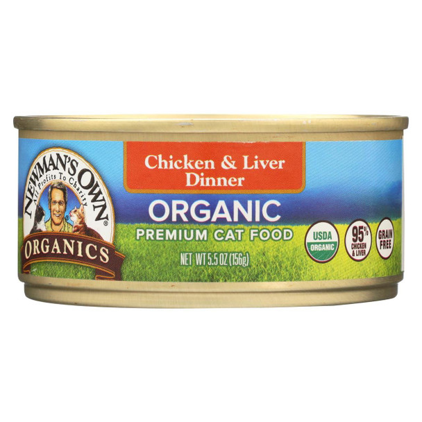 Newman's Own Organics Cat Food - Chicken and Liver - Case of 24 - 5.5 oz.
