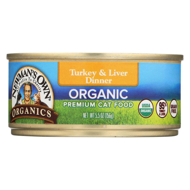 Newman's Own Organics Turkey and Liver Grain Free Dinner - Organic - Case of 24 - 5.5 oz.