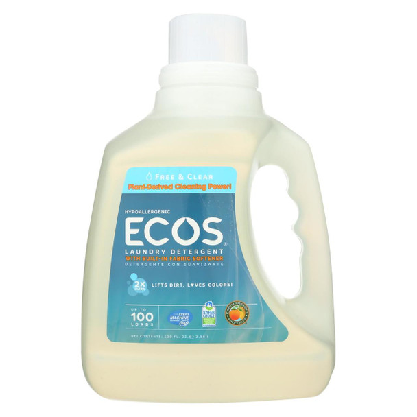 Earth Friendly Ecos Ultra 2x All Natural Laundry Detergent - Free and Clear - 100 fl oz