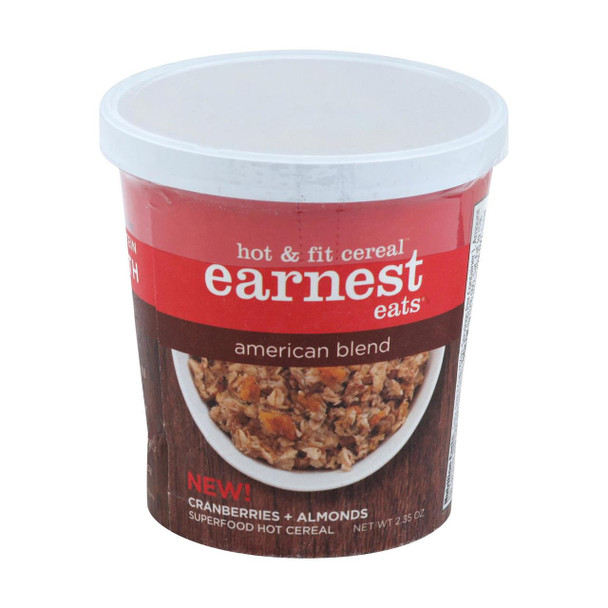 Earnest Eats American Blend Hot and Fit Cereal Cups - Case of 12 - 2.35 oz.