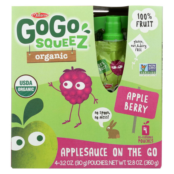 GoGo Squeeze Applesauce - Apple Berry - Case of 12 - 3.2 oz.