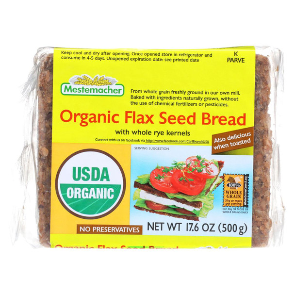 Mestemacher Bread Bread - Organic - Flax Seed - 17.6 oz - case of 12