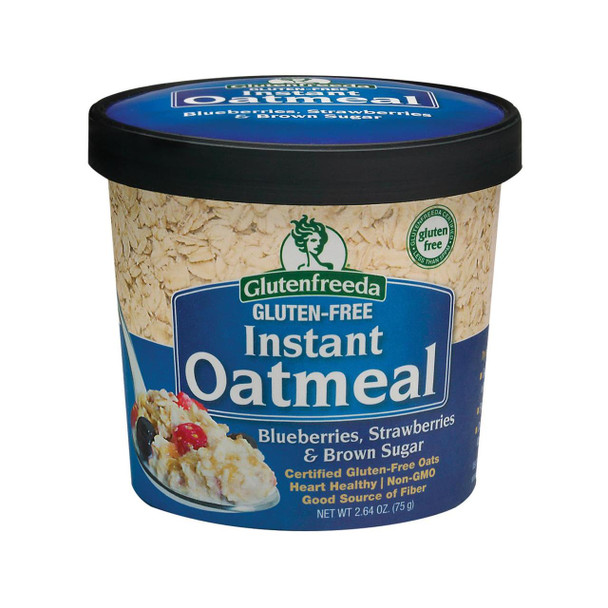 Gluten Freeda Instant Oatmeal Cup - Blueberry, Strawberries and Brown Sugar - Case of 12 - 2.64 oz.