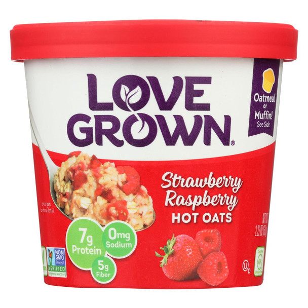 Love Grown Foods Hot Oats - Strawberry and Raspberry - Case of 8 - 2.22 oz.