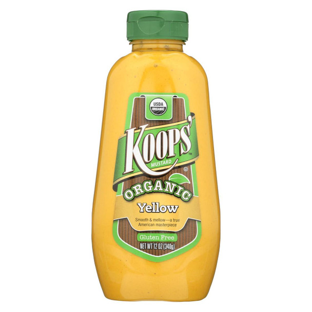 Koops' Organic Mustard: Yellow Gluten Free - Case of 12 - 12 oz