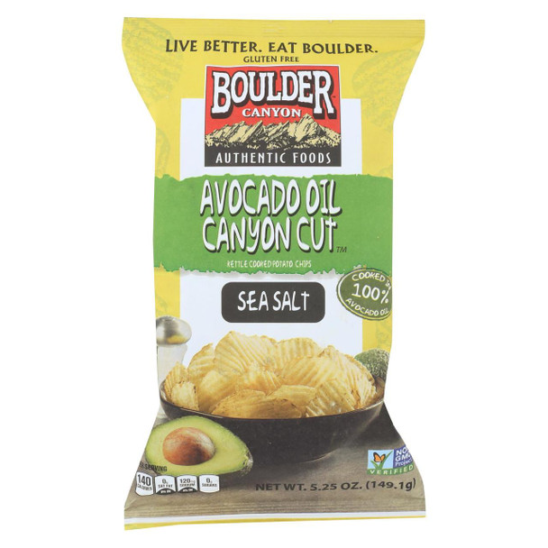 Boulder Canyon - Avocado Oil Canyon Cut Potato Chips - Sea Salt - Case of 12 - 5.25 oz.