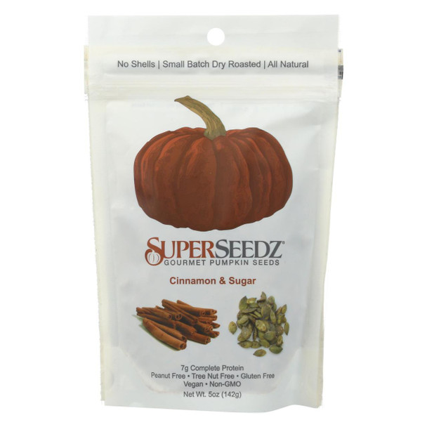 Superseedz Gourmet Pumpkin Seeds - Cinnamon and Sugar - Case of 6 - 5 oz.