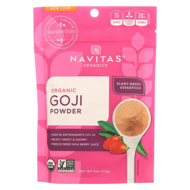 Navitas Naturals Goji Berry Powder - Organic - Freeze-Dried - 4 oz - case of 12