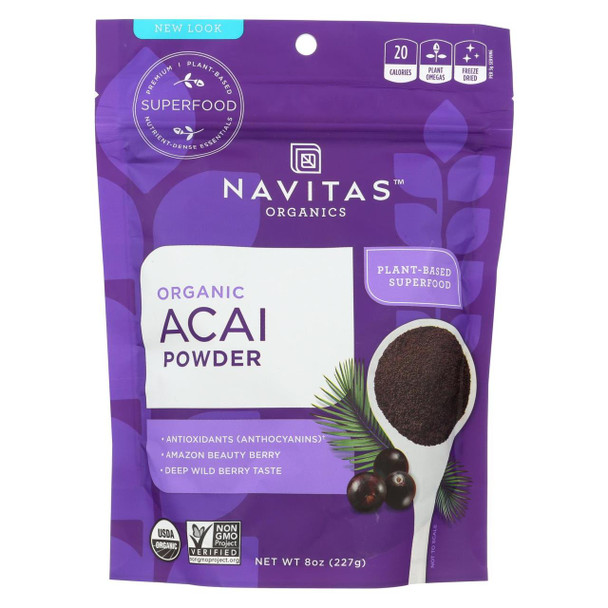 Navitas Naturals Acai Powder - Organic - Freeze-Dried - 8 oz - case of 12